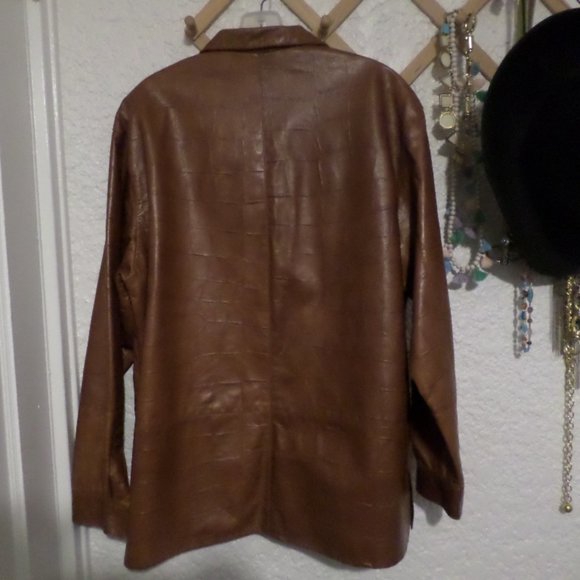 Carina New York Embossed Leather Car Coat Sz L - Picture 5 of 9